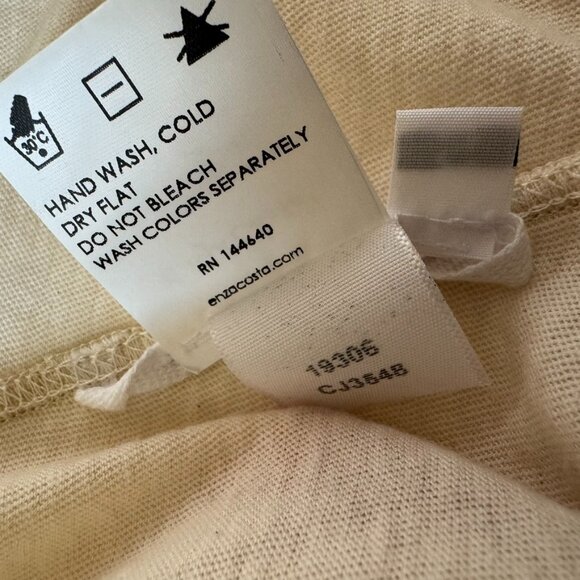 Enza Costa Womens S Long Sleeve Tee Cotton Cashmere Blend Cream Sweater Shirt - Picture 6 of 6